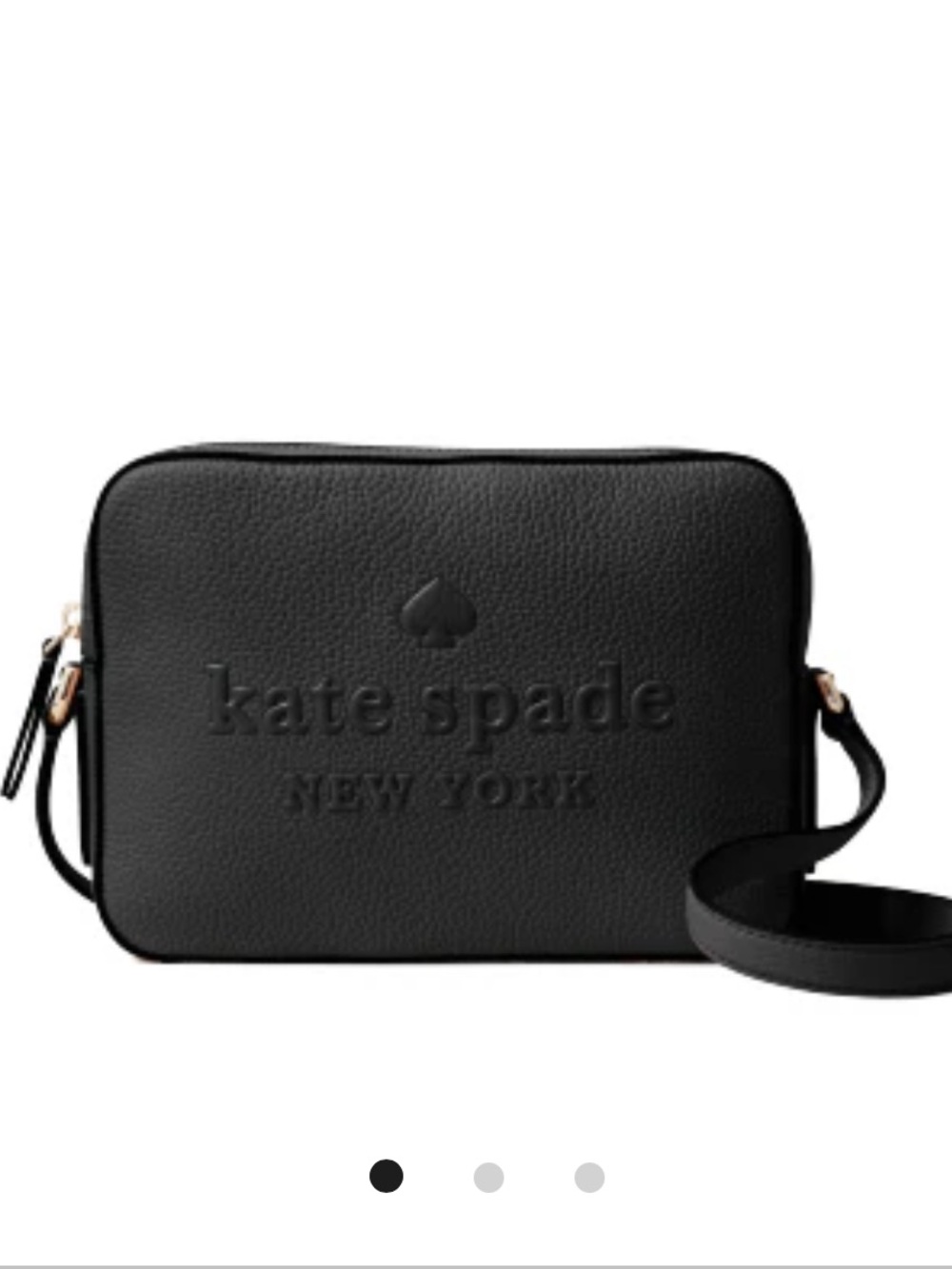 kate spade Black Pebbled Leather Logo Crossbody Bag
